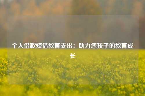 个人借款短借教育支出：助力您孩子的教育成长 个人借款短借 曲靖私借  第1张